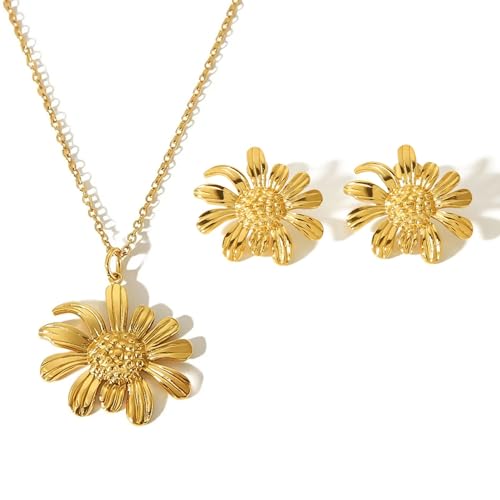 Elegant Stainless Steel Jewellery Set for Women | Gold Plated Necklace, Bracelet & Earrings | Bridal, Party & Festive Jewellery | Cute & Stylish Fashion Jewellery for Girls | Romantic Gift for Valentine’s, Birthday & Anniversary for Wife, Girlfriend & Gir