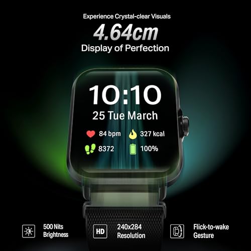 boAt New Launch Storm Infinity w/15 Days Extensive Battery fueled by Huge 550mAh Battery, Fast Charge, Sports Strap,1.83”(4.65cm)HD Display, Functional Crown Smart watch for Men & Women (Sports Black)