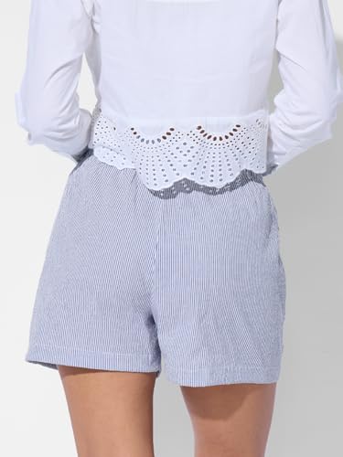 The Souled Store Limoncello Women and Girls Blue Embroidered Above The Knee Cotton Boxer Shorts