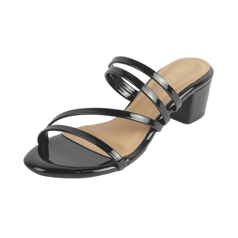 tresmode Teuice Women's Black Block Heel Sandals in Size 4 UK / 37 EU