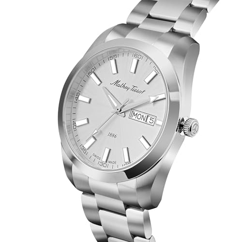 Mathey-Tissot Swiss Made Mathy I Day-Date Quatrz White Dial Analog Watch for Men - H453AS
