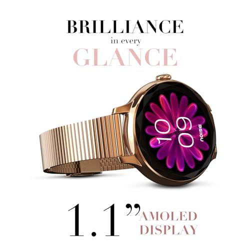Noise Diva (Smartchoice) Smartwatch for Women with Diamond Cut Dial, Glossy Metallic Finish, AMOLED Display, New Metal Straps, 100+ Watch Faces, Female Cycle Tracker Smart Watch for Women (Rose Panel)
