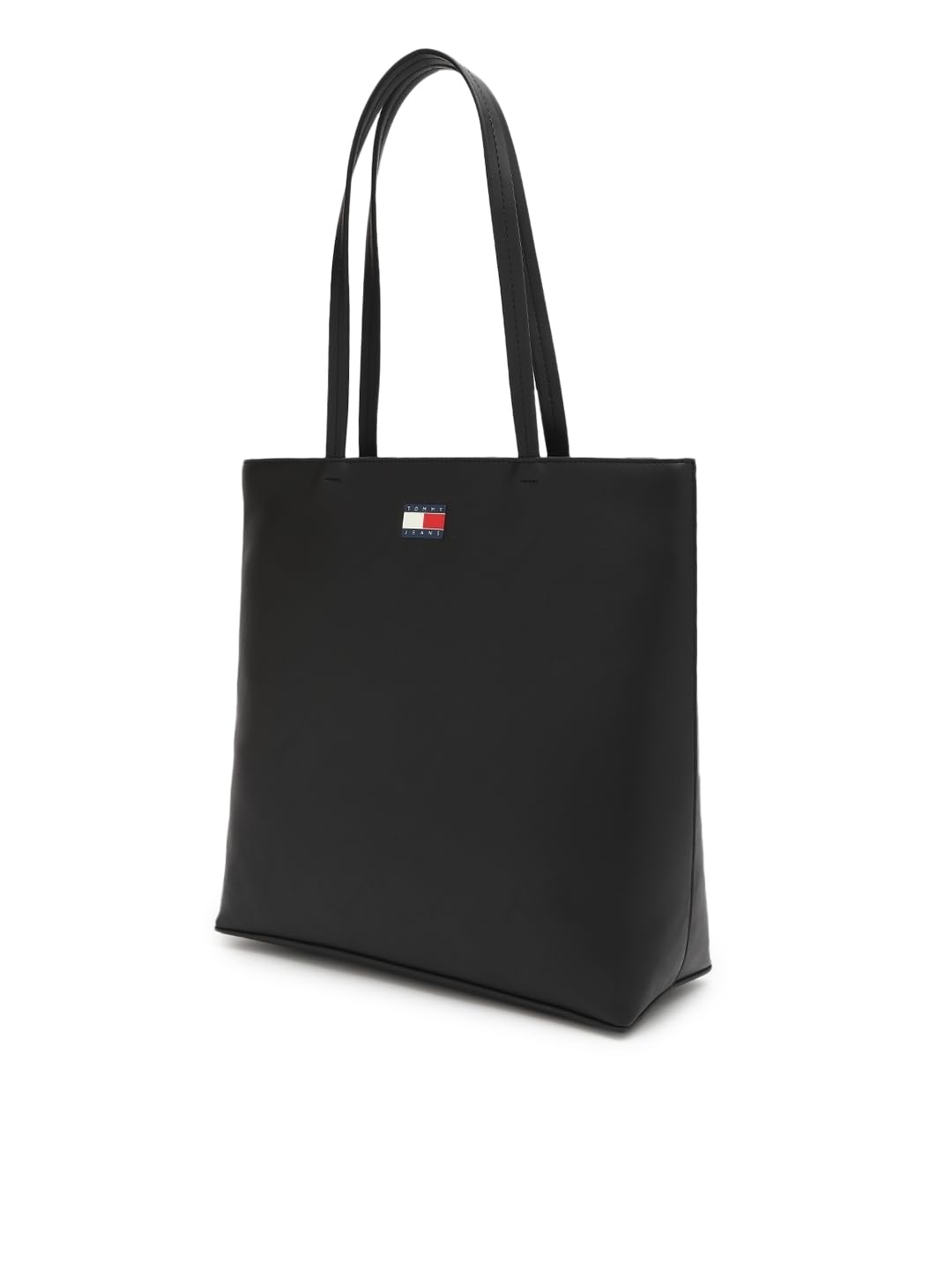 Tommy Hilfiger Solid Black Pu Tote Bags