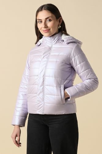Women Lilac Solid Casual Jacket