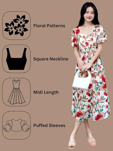 GRECIILOOKS Rayon Fit and Flare Below The Knee One Piece Maxi Bodycon Dresses Midi Dress for Women (GL-WD1208_Beige_L)