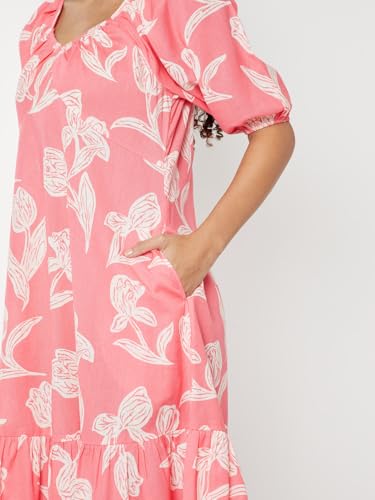 Max Women's Cotton A-Line Below The Knee Dress (NP59004_Pink