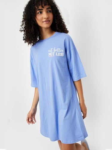 Max Women's Cotton Classic Night Shirt (CH1502_Light Blue_L)