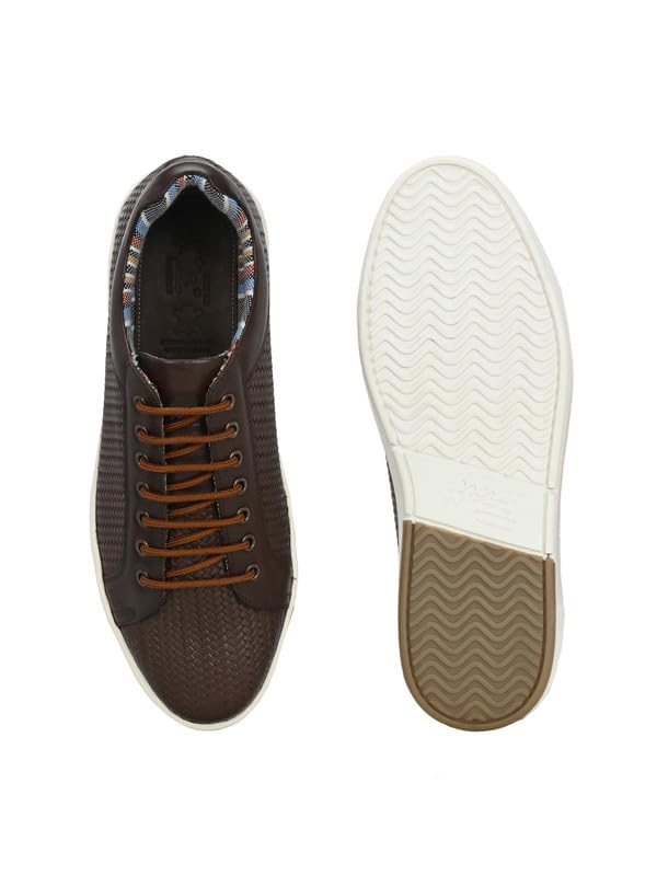 HITZ Men's Brown Leather Lace-Up Sneaker UK 10