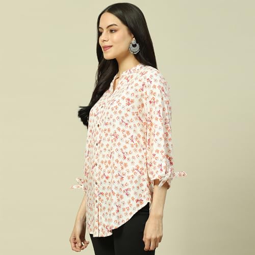 Rangriti Women's Regular Fit Blouse (RMMINDIETO18249SS23CRM_Orange