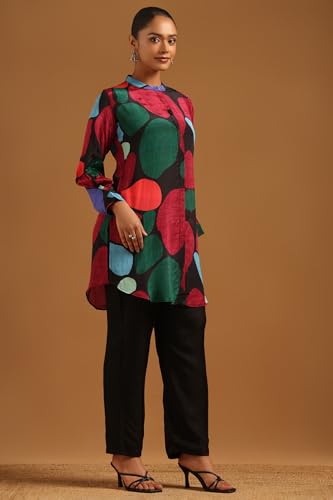 Soch Womens Black Crepe Geometric Co-ord Set