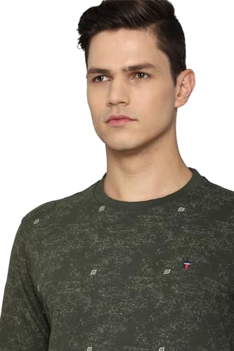 Louis Philippe Men Casual Green Print Sweatshirt