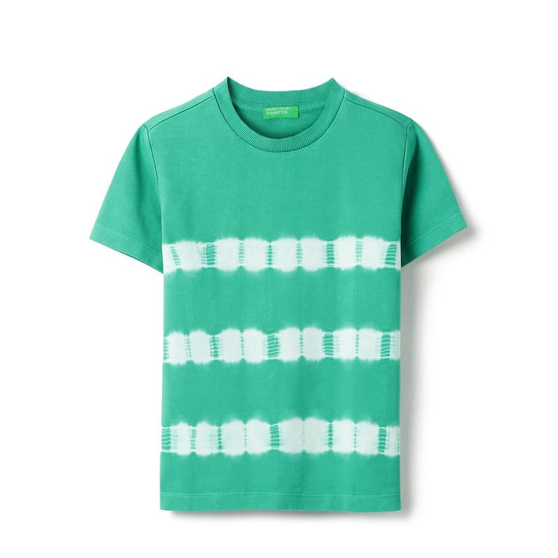 United Colors of Benetton Regular Fit Round Neck Tie & Dye Striper T-Shirt