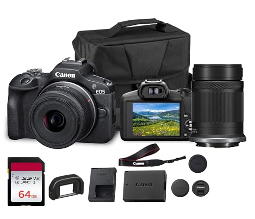 Canon EOS R50 Mirrorless Camera with 18-45mm & 55-210mm Double Lens Bundle