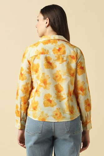 Women Yellow Print Long Sleeves Shirt