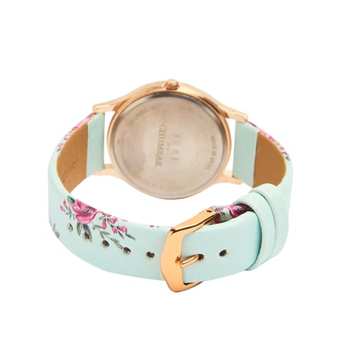 TEAL BY CHUMBAK Round Dial Analog Watch for Women|Jungle Flowers Collection| Printed Vegan Leather Strap|Gifts for Women/Girls/Ladies |Stylish Fashion Watch for Casual/Work