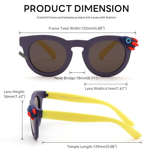 Karsaer Kids Stylish Sunglasses for Boys Girls Children Round UV 400 Protection Polarized Glasses (Age 3 to 8 years) E1373