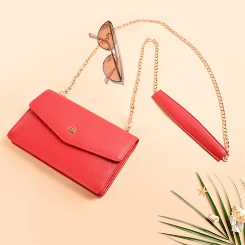 Lona Premium Minimalist Leather Clutch – Envelope Silhouette with Subtle Chain Detailing for Modern Elegance