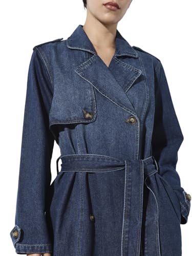 ONLY Women's Solid Regular Fit Blue Coat