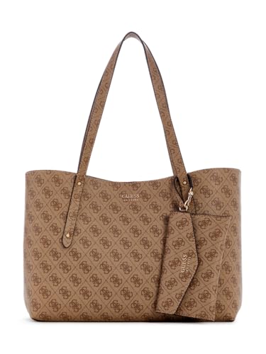 GUESS Latte Logo Printed Brenton Tote Bag