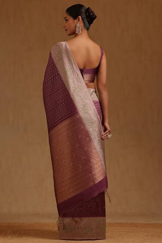 Soch Womens PurpleTussar Zari Woven Saree