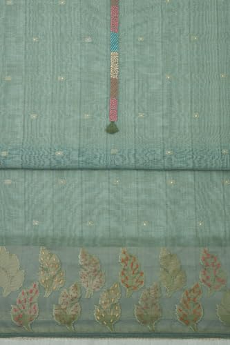 Soch Womens Green Art Silk Woven Design Unstitch Dress Material With Sequins