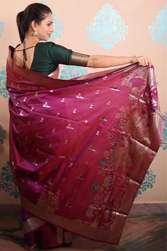 SGF11 Women's Kanjivaram Soft Silk Saree With Unstitched Blouse Piece (Pink)