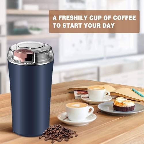 QONETIC 4-Blade Electric Coffee & Spice Grinder – Stainless Steel Portable Mixer for Masala, Herbs, Dry Spices & Nuts – Push Button Control, Compact & Durable for Home Kitchen