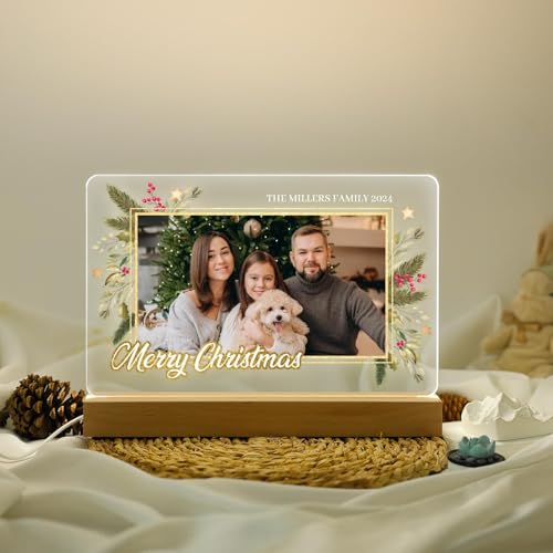 CRAFTY MARVELS Personalized Photo Lamp, Night Light Plaque,Couple, Anniversary, Merry Christmas Gift, Custom Led Night Light, Gift for Her Him Family Friends, 7x7 inch