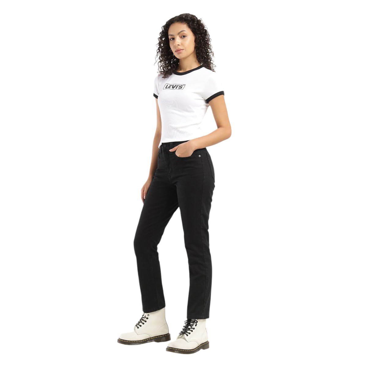 Levi's Women's High Rise Straight Jeans (001Uf-0005_Black