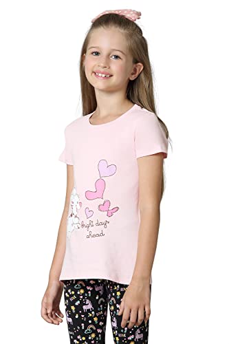 Van Heusen Girls Relaxed Fit T-Shirt - 100% Cotton - Ultra Soft, Round Neck, Short Sleeve_56405_Rose Shadow_9-10 Years,Pink