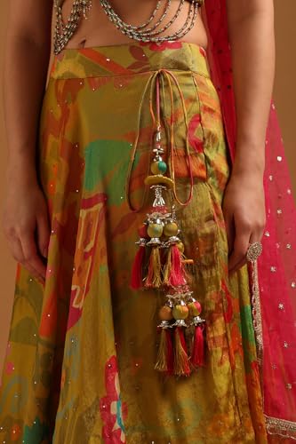 Soch Womens Light Green Tissue Embellished Lehenga Choli With Sequins