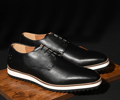 LOUIS STITCH Jet Black Casual Shoes for Men | Ultra Lightweight and Comfortable | Cushioned Footbed Men’s Derbys | LSMX-PL | UK-11