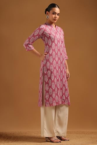 Soch Womens Onion Pink Cotton Botanical Kurta