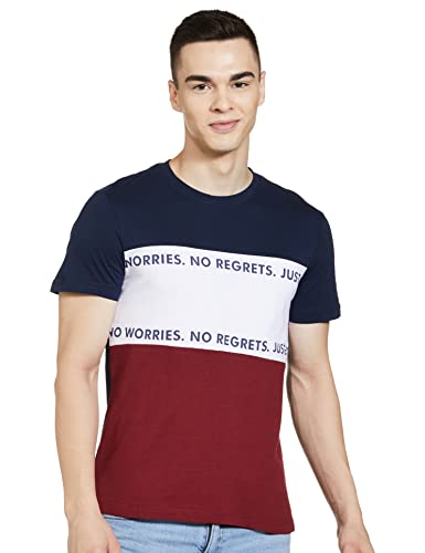Max Men Ultra Slim Fit Colourblocked T-shirt (CABKHSP2305CBNAVY)_XL
