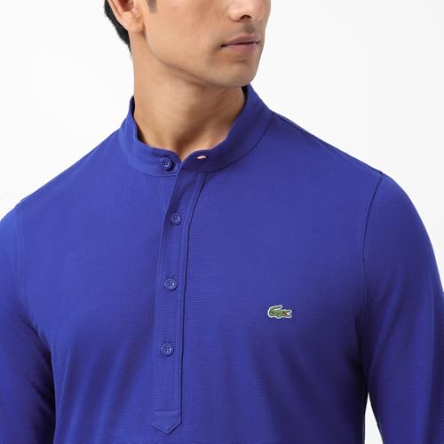 Lacoste Men's Cotton Solid Slim Dress Shirt (YH003H_Blue