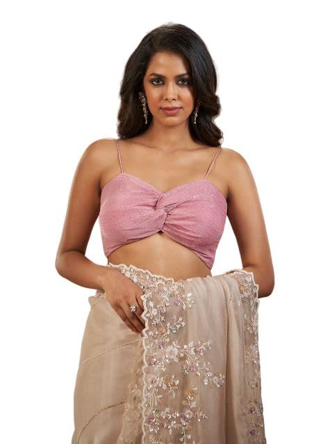 Salwar Studio Onion Pink Knotted Readymade Blouse- Pack of 1.
