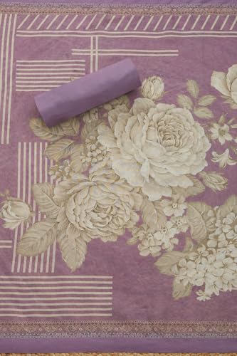 Soch Womens Lavender Organza Shimmer Geometric Print Unstitch Dress Material With Zari