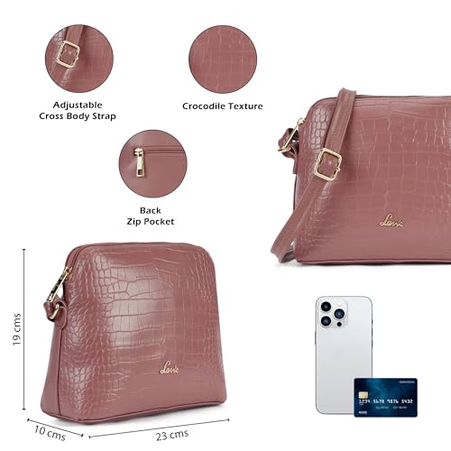 Lavie Women’s Croc Miami Vertical Sling Bag | Ladies Purse Handbag