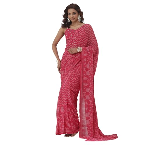 Biba Women Pink Poly Georgette Regular Saree_40