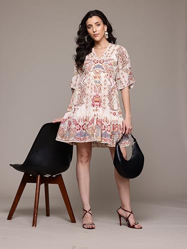 Label RITU KUMAR Ecru Alba Short Dress