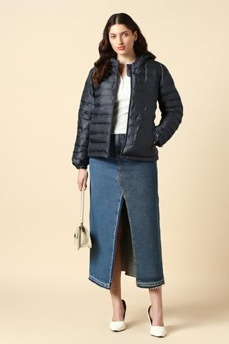 Women Navy Solid Casual Jacket