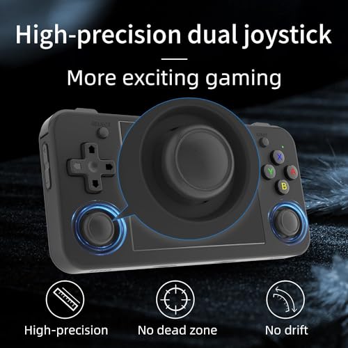 New World Anberni-c RG35XX H Retro Handheld Game Console 3.5 in IPS Screen Built-in 3300mAH Battery 64G TF Card , Classic Games Console (Black)