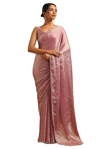 Soch Womens Purple Organza Embellished Saree With Stone Work