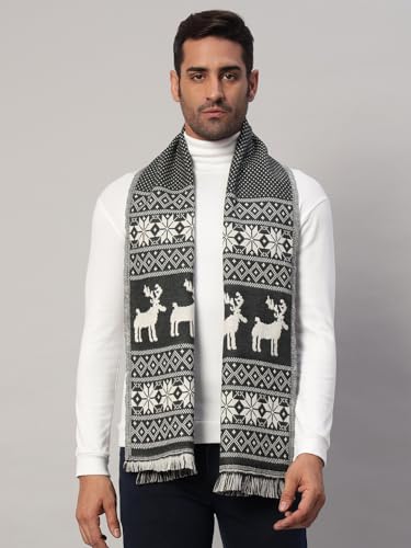 Ravaiyaa - Attitude is everything Deer Pattern Muffler Winter Woolen Scarf Men's Casual Soft And Warm Maffler70 x12 (Grey)