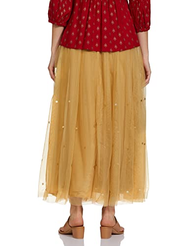 W for Woman Polyester Gold Gathered Skirt