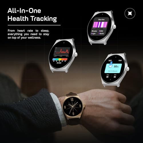 Fire-Boltt Phoenix Nova Smartwatch 1.43” Slim Super AMOLED Display, 466x466 Pixel Always-On Display, Bluetooth Calling, Health Tracker for Men & Women Shadow Black