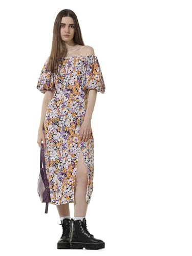 ONLY Women Printed Viscose Lavender Midi Dress