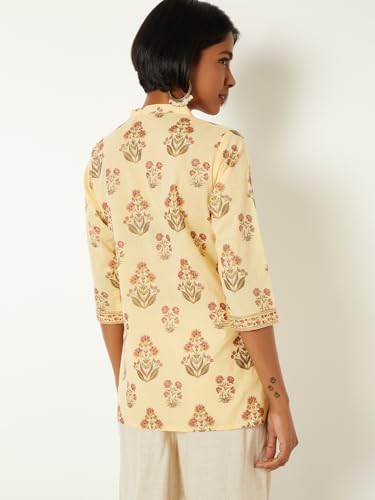 Max Women Printed Kurti (Yellow_L)