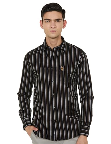 U.S.POLO ASSN. Men's Regular Fit Shirt (USSHTO3420_Black