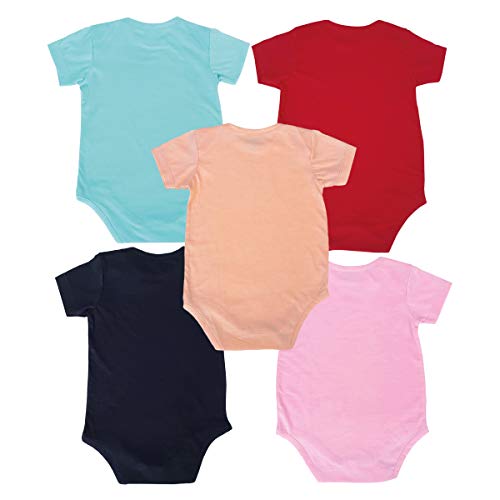 Fflirtygo Baby Wear Cotton Jumpsuit/Infants Rompers Half Sleeves/Body Suit Multi-Color Romper for Baby Girls and Boys Set of 5Pcs Combo Pack